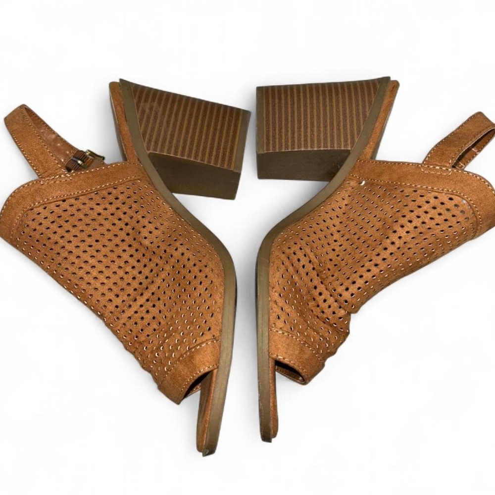 Elegant ANA Brown Peep-Toe Wedge Booties